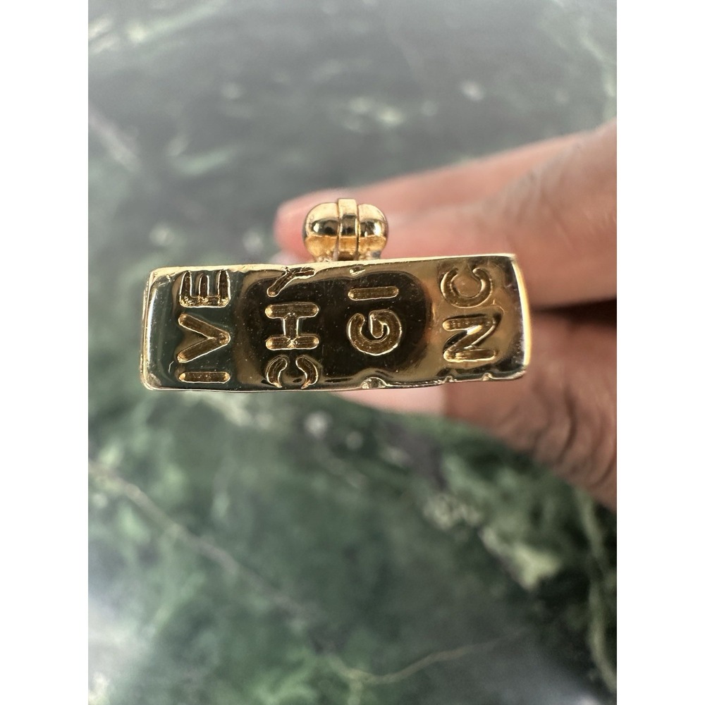 Vintage Givenchy Gold Logo Pin Brooch Pendant Perfume Bottle Signed - Picture 10 of 12